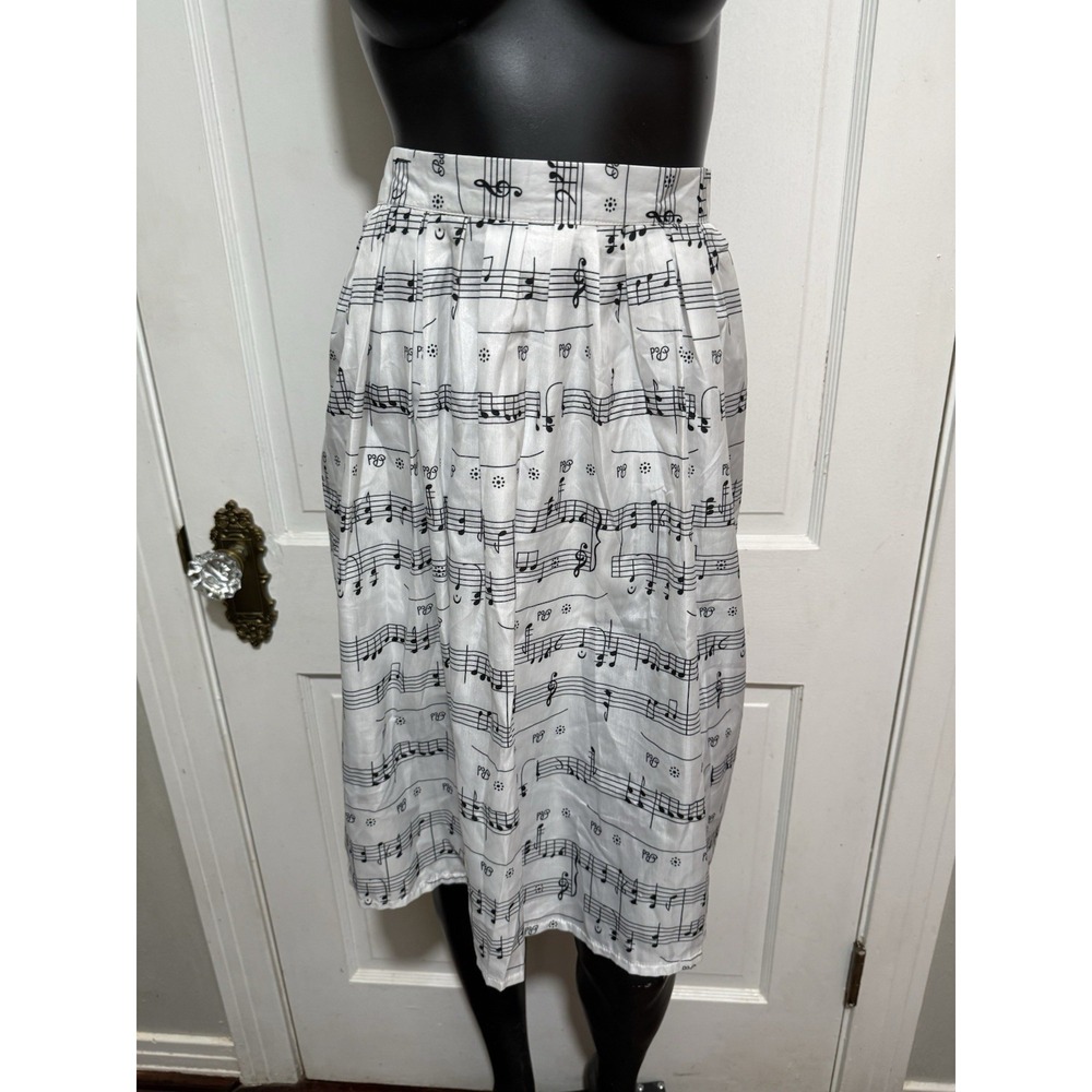 Music Teacher Handmade Skirt Size Smal Medium Music Notes Black White Pleated